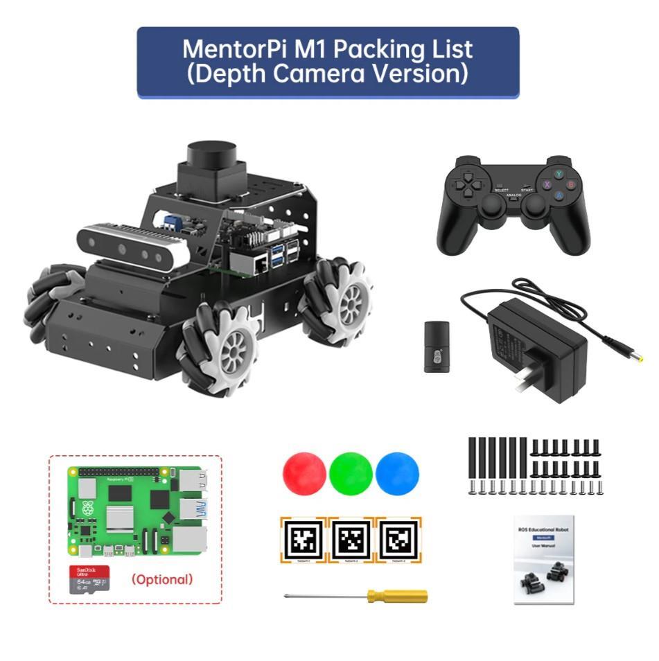 Hiwonder MentorPi M1 Mecanum Tekerlek Rapsberry Pi5 3D Derinlik Kamera Lidar Robot Araba ROS2 ve Otonom Sürüş - RPi 5 Dahil Değil