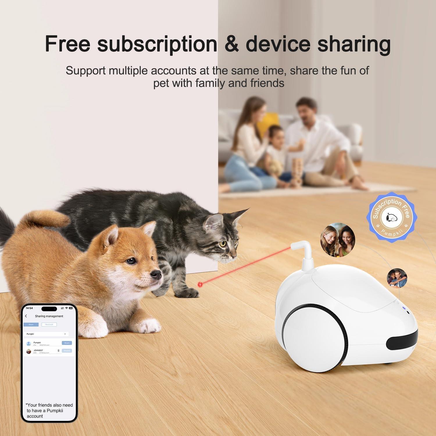 Pumpkii Hareketli Ödül Dağıtıcı Etkileşimli Kedi Köpek Pet Kamera Robotu - Şarj İstasyonu Dahil
