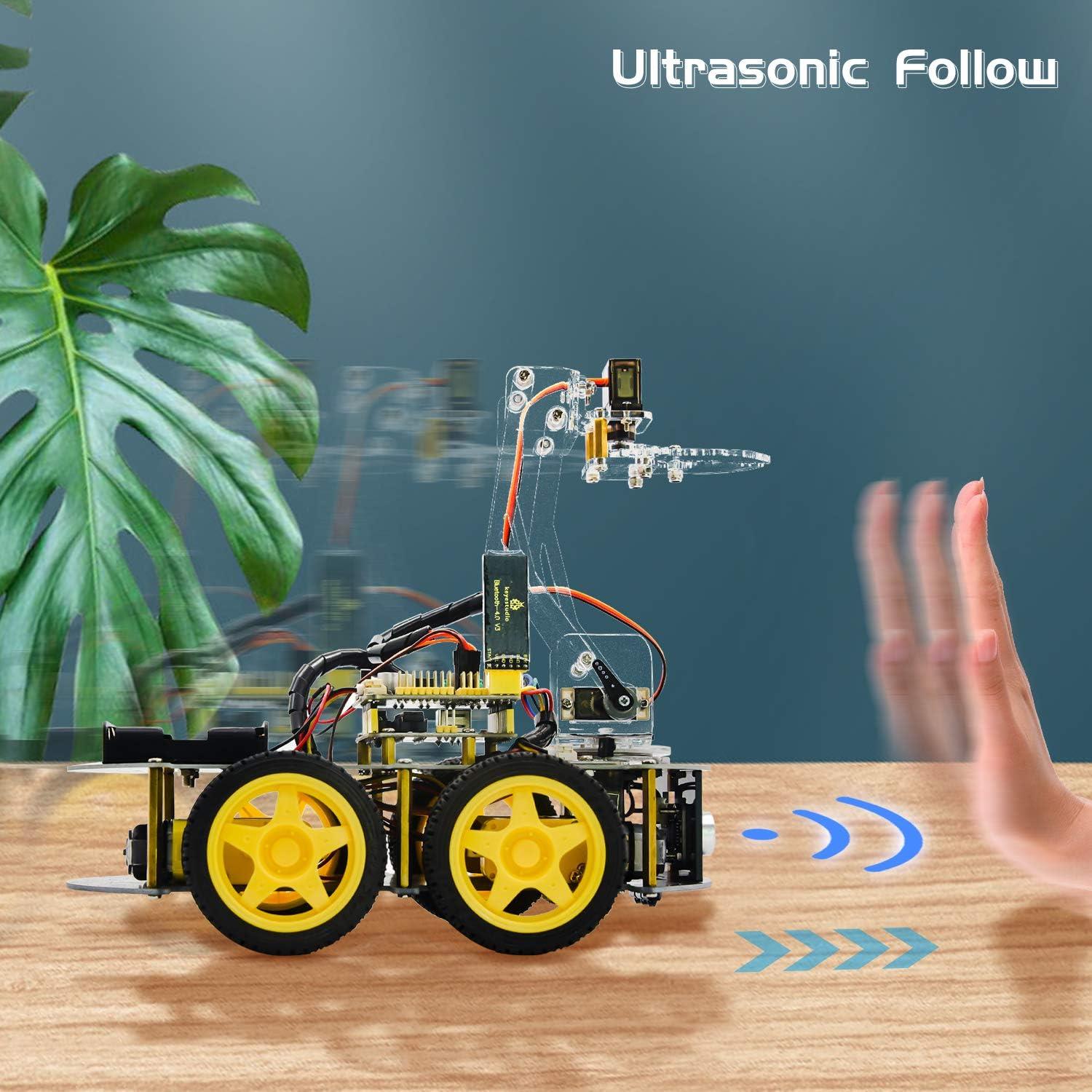 Keyestudio 4WD Mekanik Kollu Arduino Robot Araba Yapma Seti