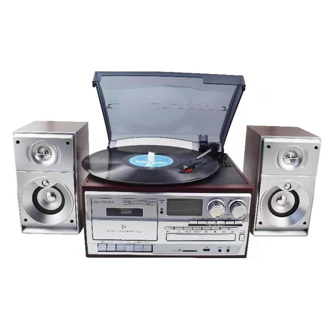Knstar KN-120 Kumandalı Hoparlörlü Bluetoothlu CD'li Kaset Usb Radyo Özellikli Pikap