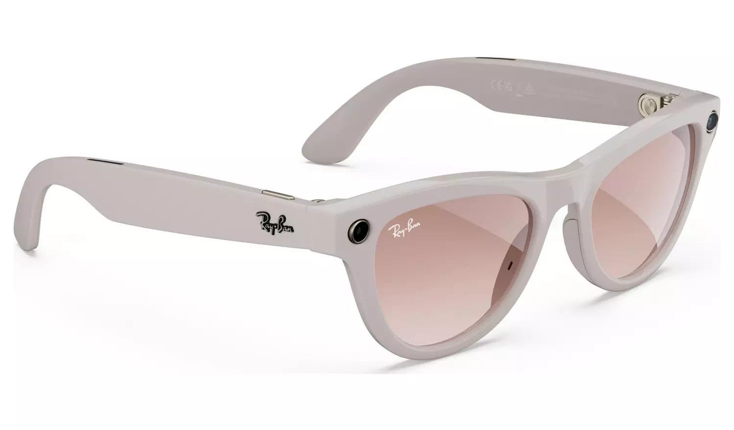 Ray-Ban Meta Skyler Yapay Zeka Akıllı Gözlük Shiny Chalky Gray Cinnamon Pink 52 Beden