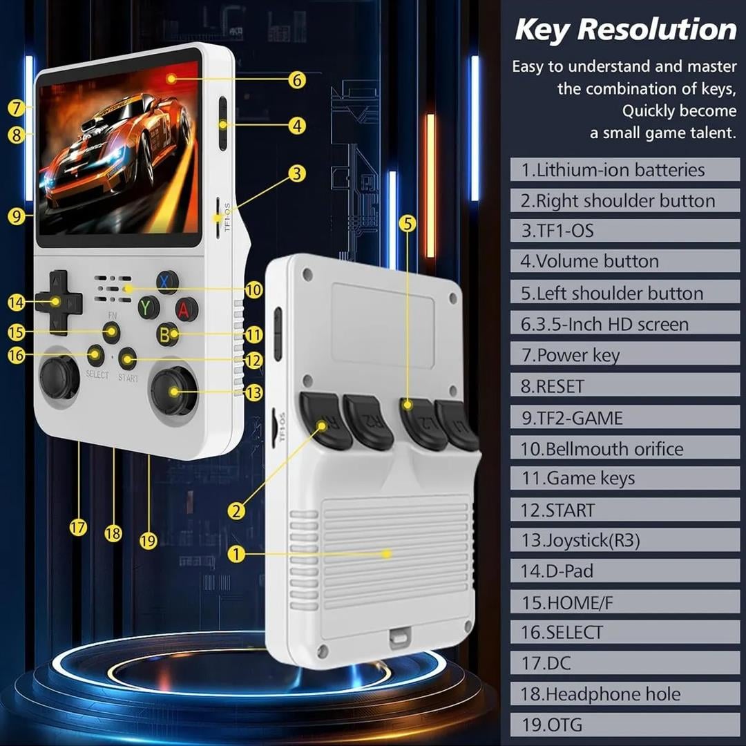 R36S Retro El Oyun Konsolu – 15.000 Oyun 64GB 3.5 Inch IPS Ekran