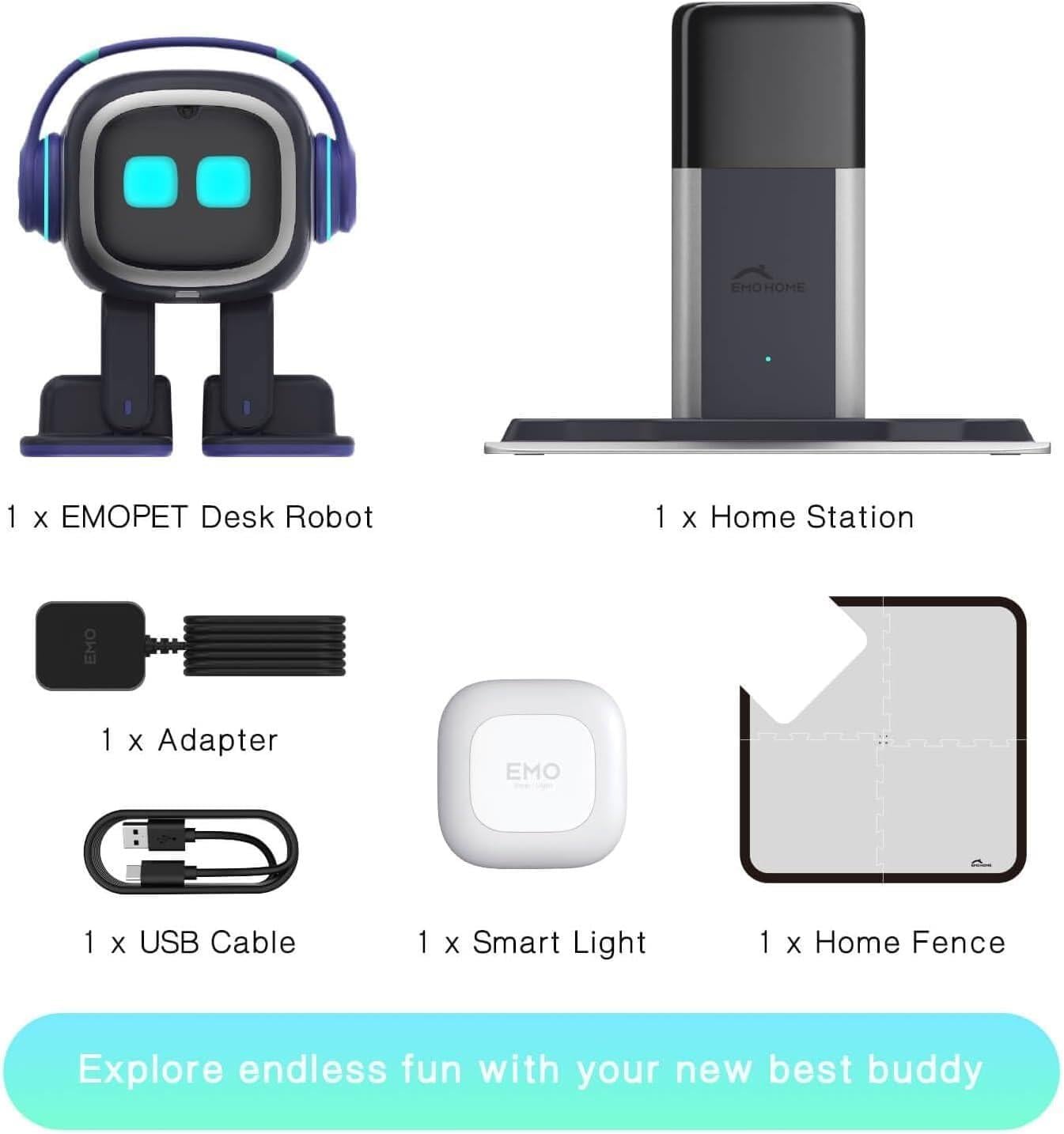 EMO Go Home AI Masaüstü Pet Robot Home Station İle Birlikte