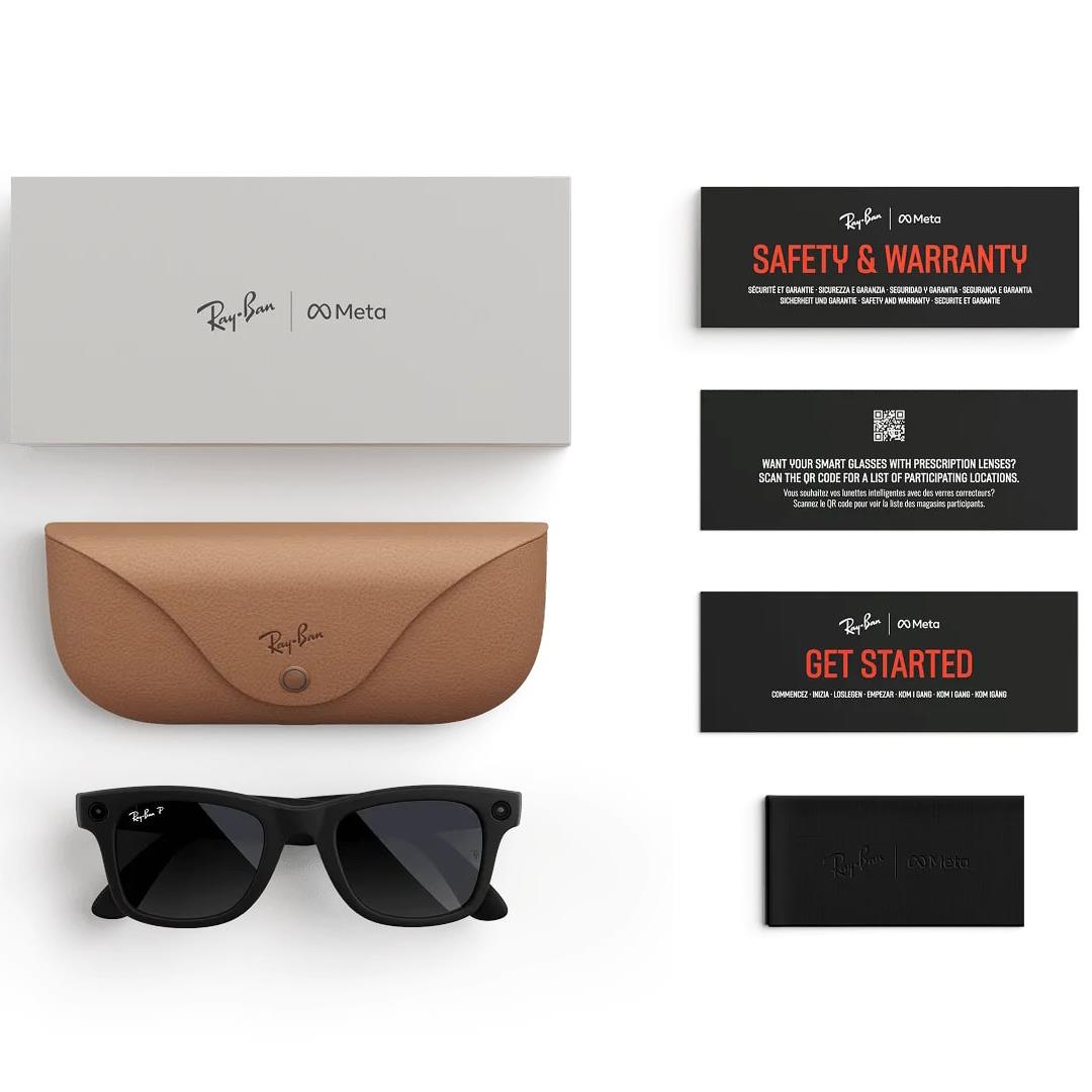 Ray-Ban Meta Wayfarer Kameralı Yapay Zekalı Akıllı Gözlük  Matte Black Gradient Graphite 52 Beden