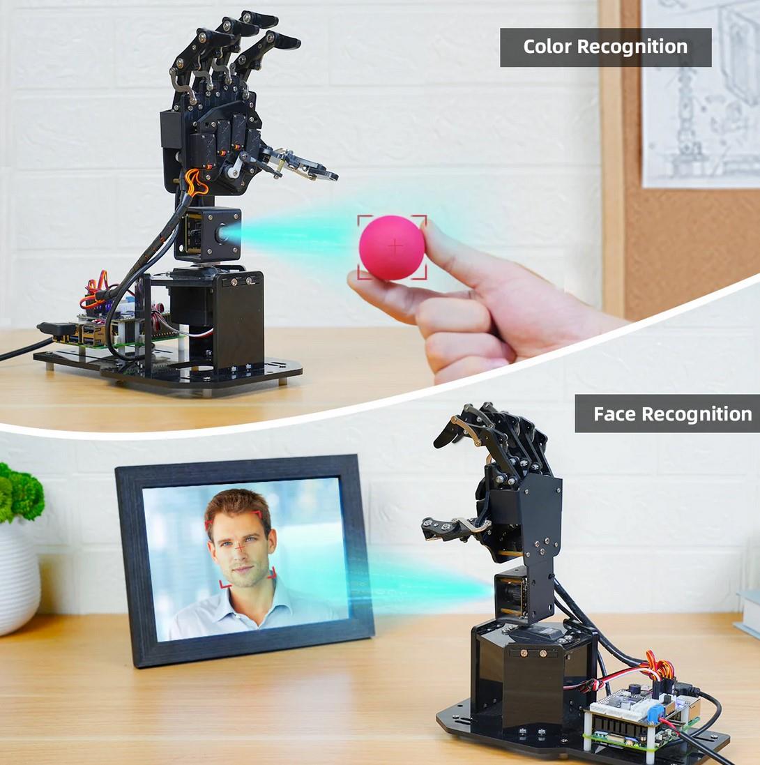 Hiwonder uHandPi Raspberry Pi Robotik El AI Görüş Python Programlama Sağ El