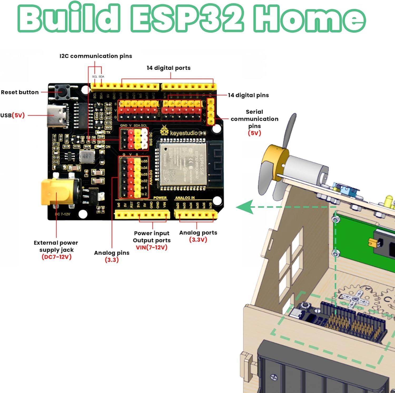 Keyestudio ESP32 IOT Akıllı Ev STEM Kiti Başlangıç ​​Seti