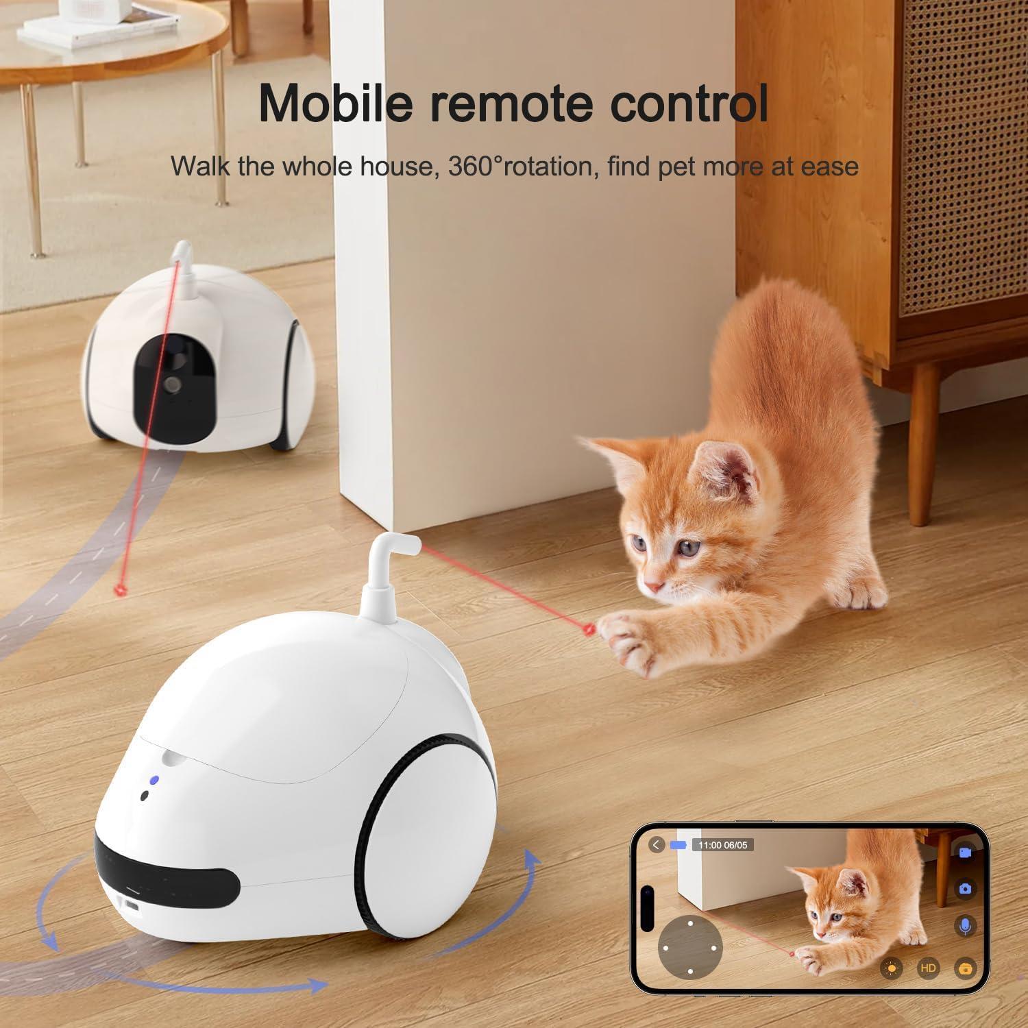 Pumpkii Hareketli Ödül Dağıtıcı Etkileşimli Kedi Köpek Pet Kamera Robotu - Şarj İstasyonu Dahil