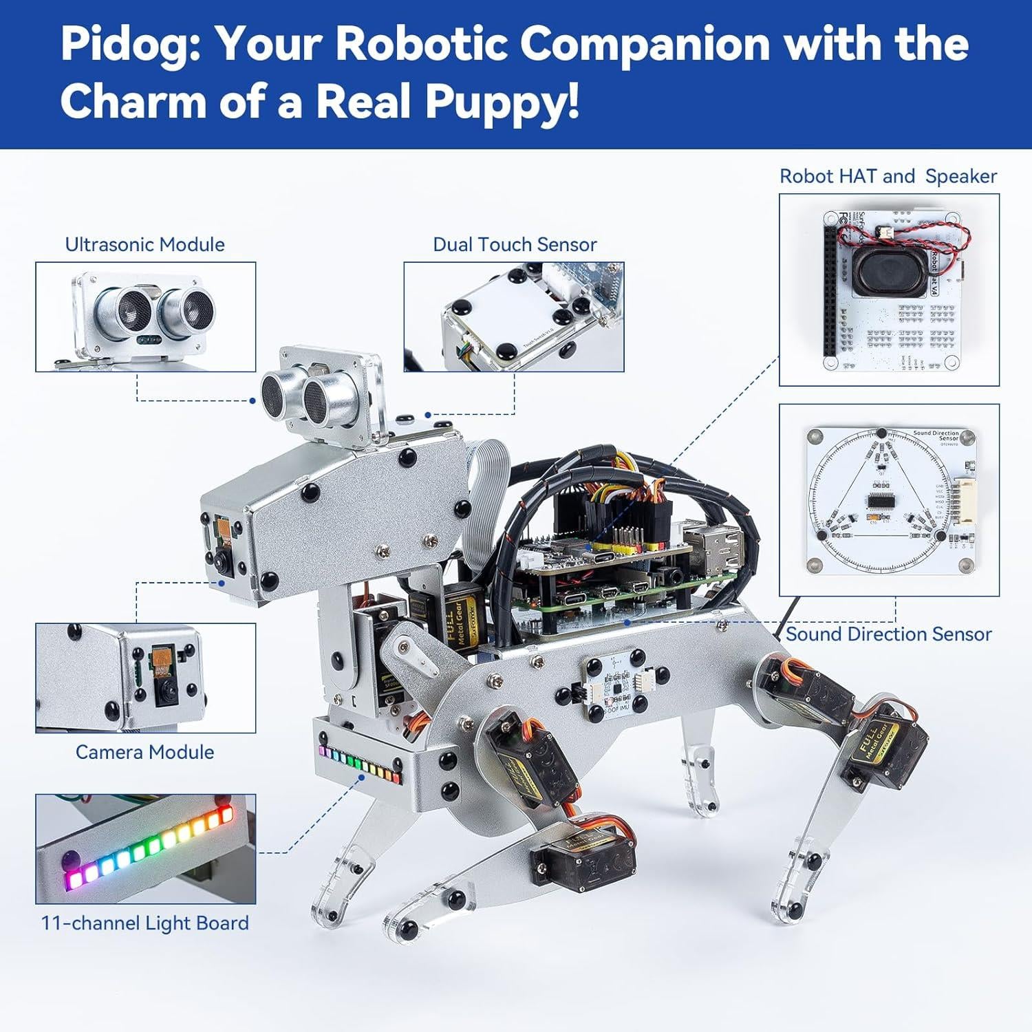 SunFounder PiDog AI Robot Köpek Kiti