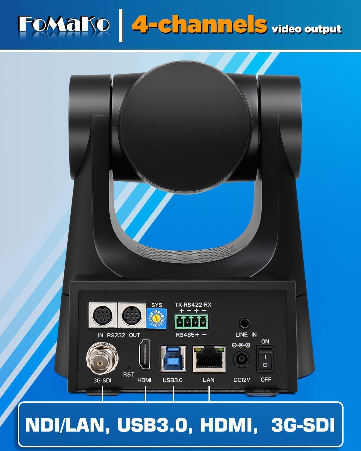 FoMaKo 20x Optik Zoom HDMI 3G-SDI IP PoE NDI PTZ Kameralar Ve Kontrol Klavyesi KN20Ax2 + KC608 (BN202)