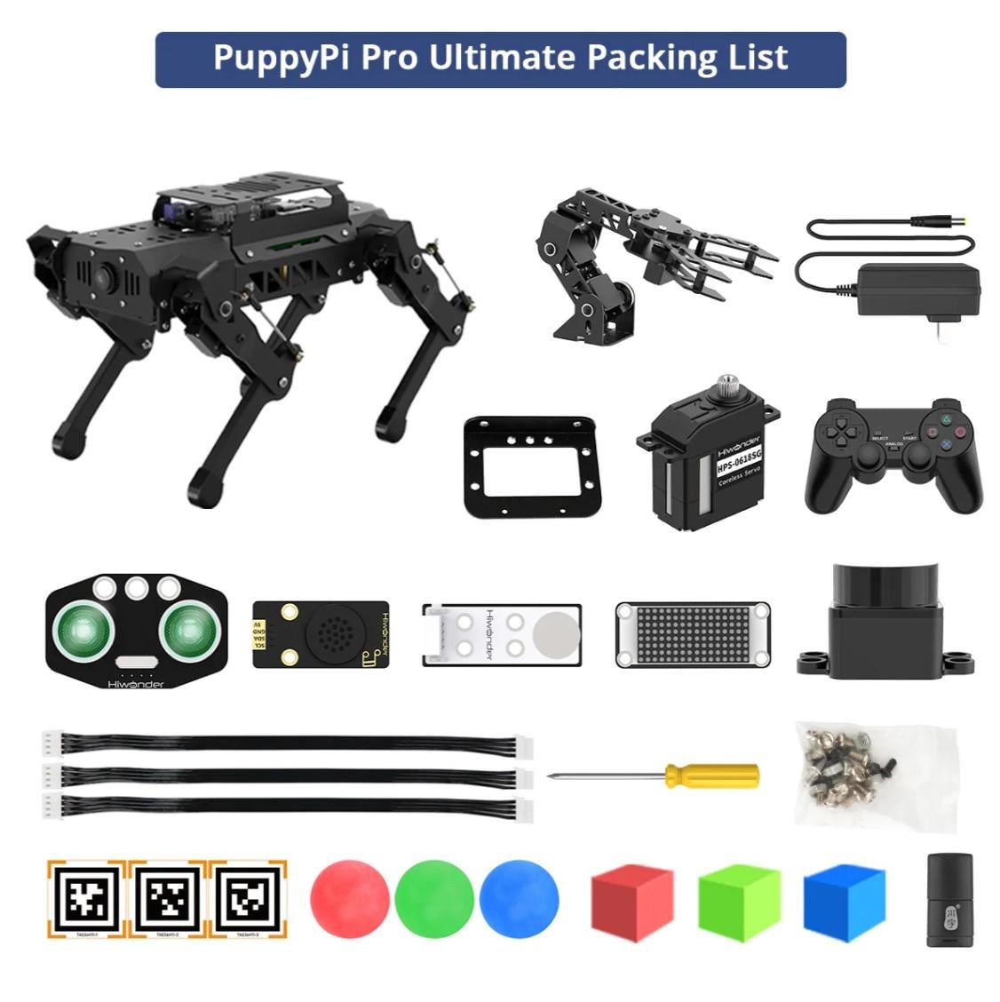 Hiwonder PuppyPi Pro Ultimate Kit RPi ROS YZ Görüş Dört Ayaklı Açık Kaynak Robot Köpek