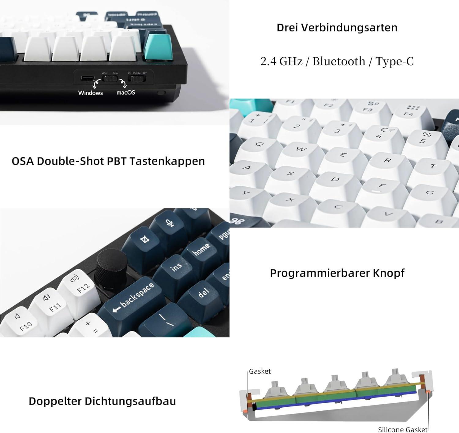 Keychron Q3 Max QMK/VIA Kablosuz Özel Mekanik Klavye
