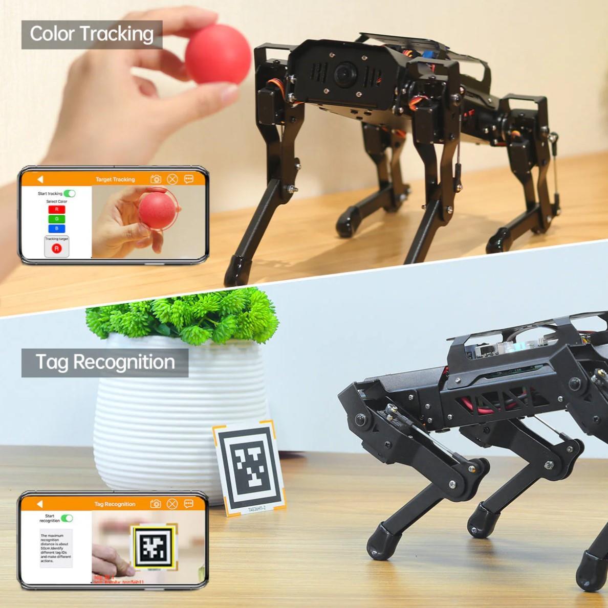Hiwonder PuppyPi RPi ROS ile Güçlendirilmiş AI Görüş Dört Ayaklı Robot Açık Kaynak Robot Köpek (RPi 4B 4GB ile Standart Kit)