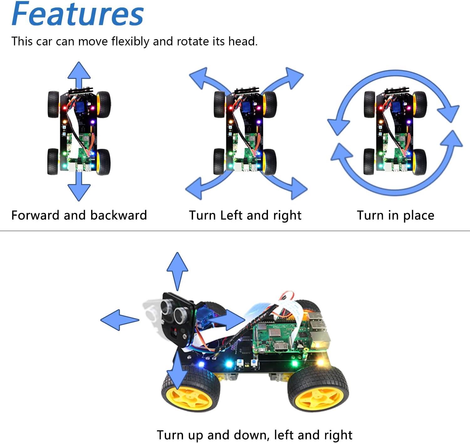 Freenove 4WD Smart Car Kit Raspberry Pi 5 4B 3B+ Zero 2W