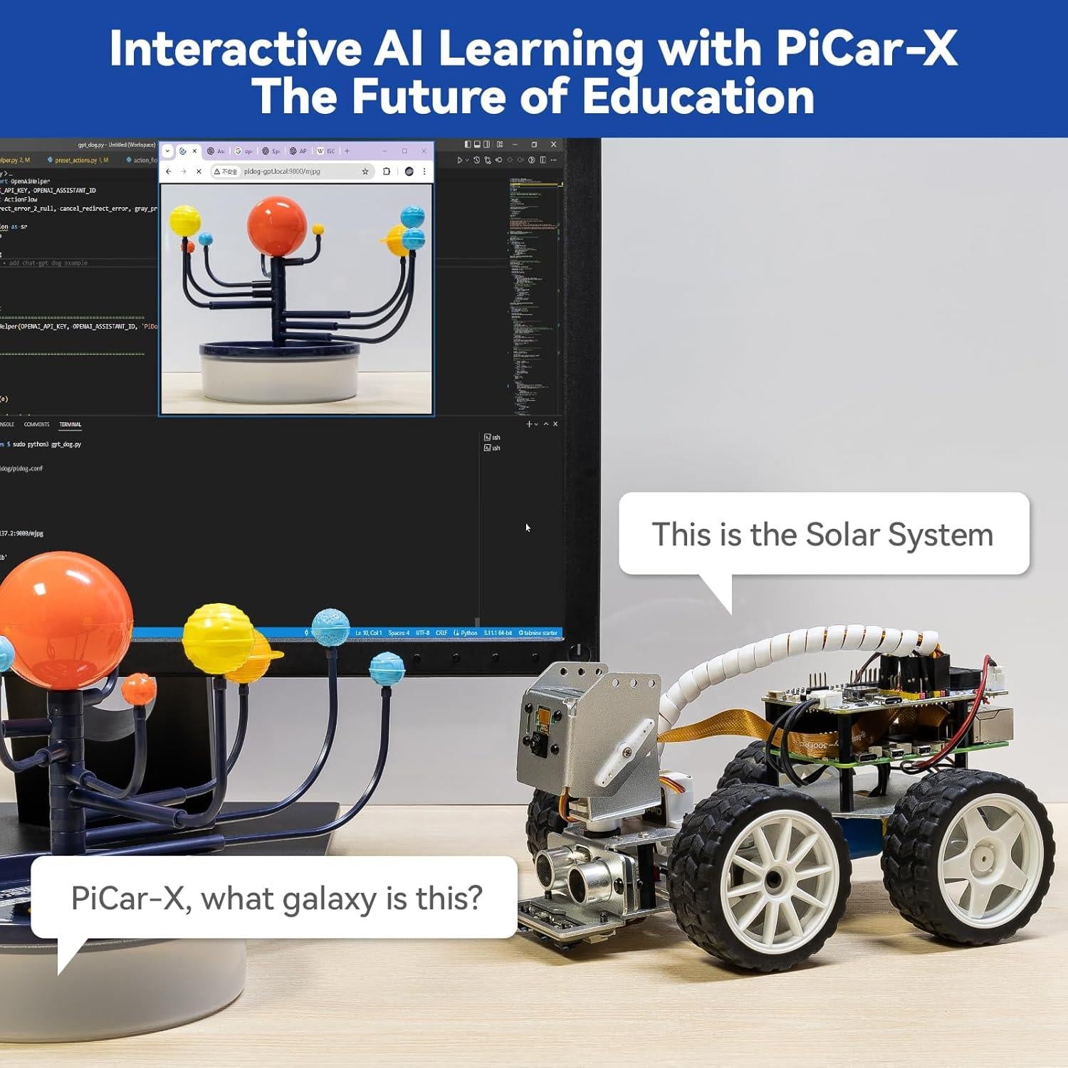 SunFounder Picar-X ChatGPT-4o ve Ai Kamera Destekli Robot Araba Kiti RPI Dahil Değil