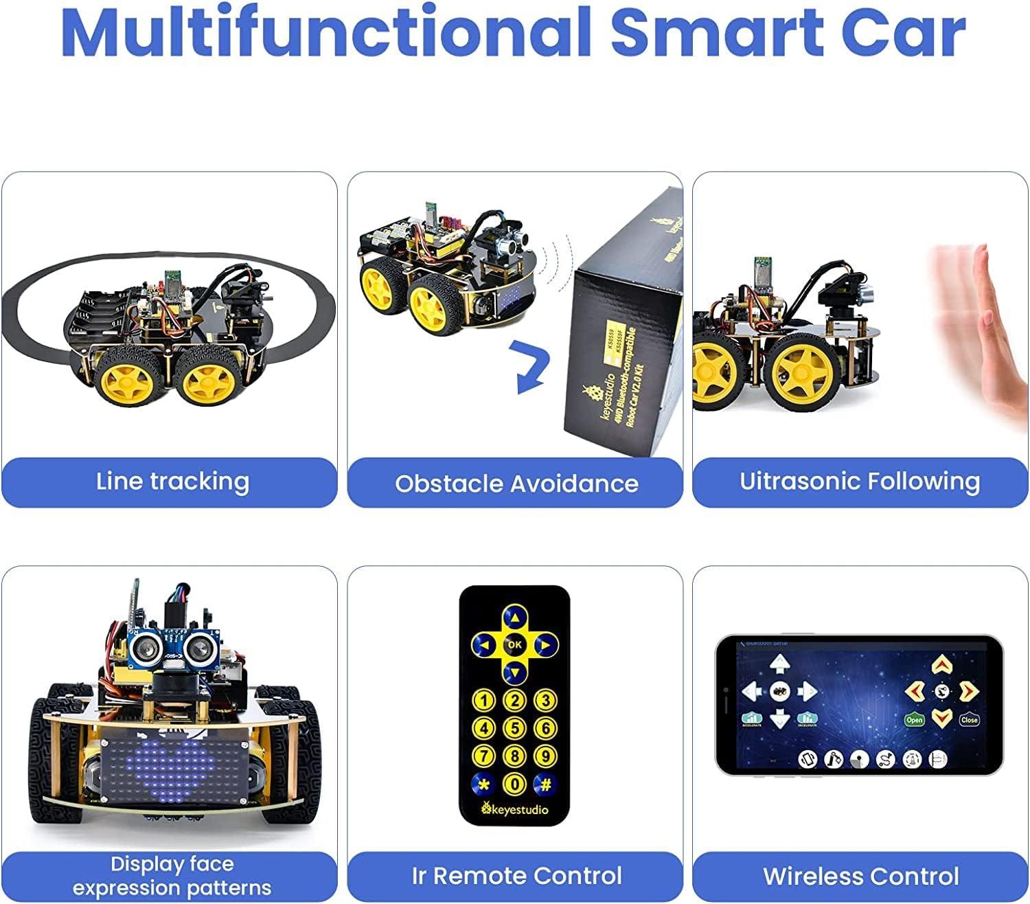 Keyestudio 4WD BT Arduino Programlama DIY STEM Robot Araba Kiti V2.0