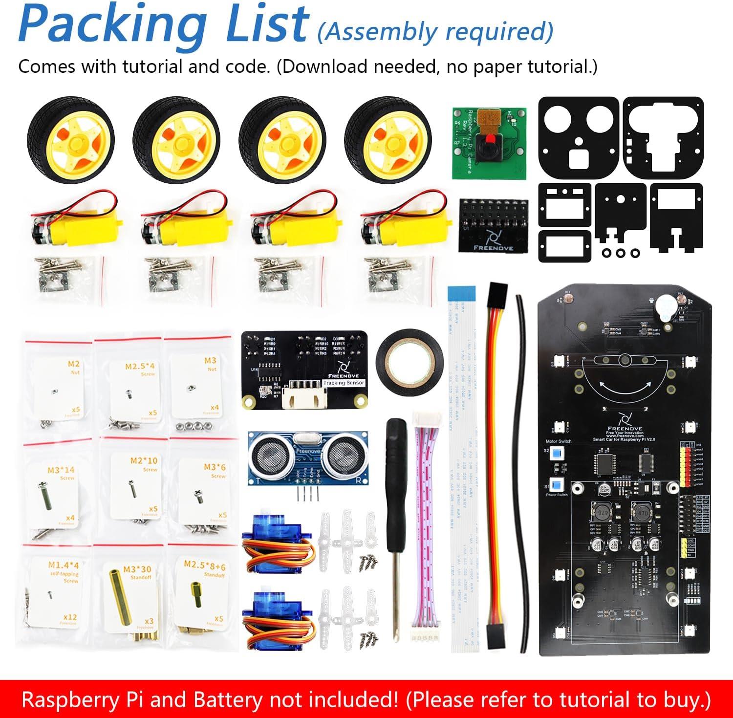 Freenove 4WD Smart Car Kit Raspberry Pi 5 4B 3B+ Zero 2W