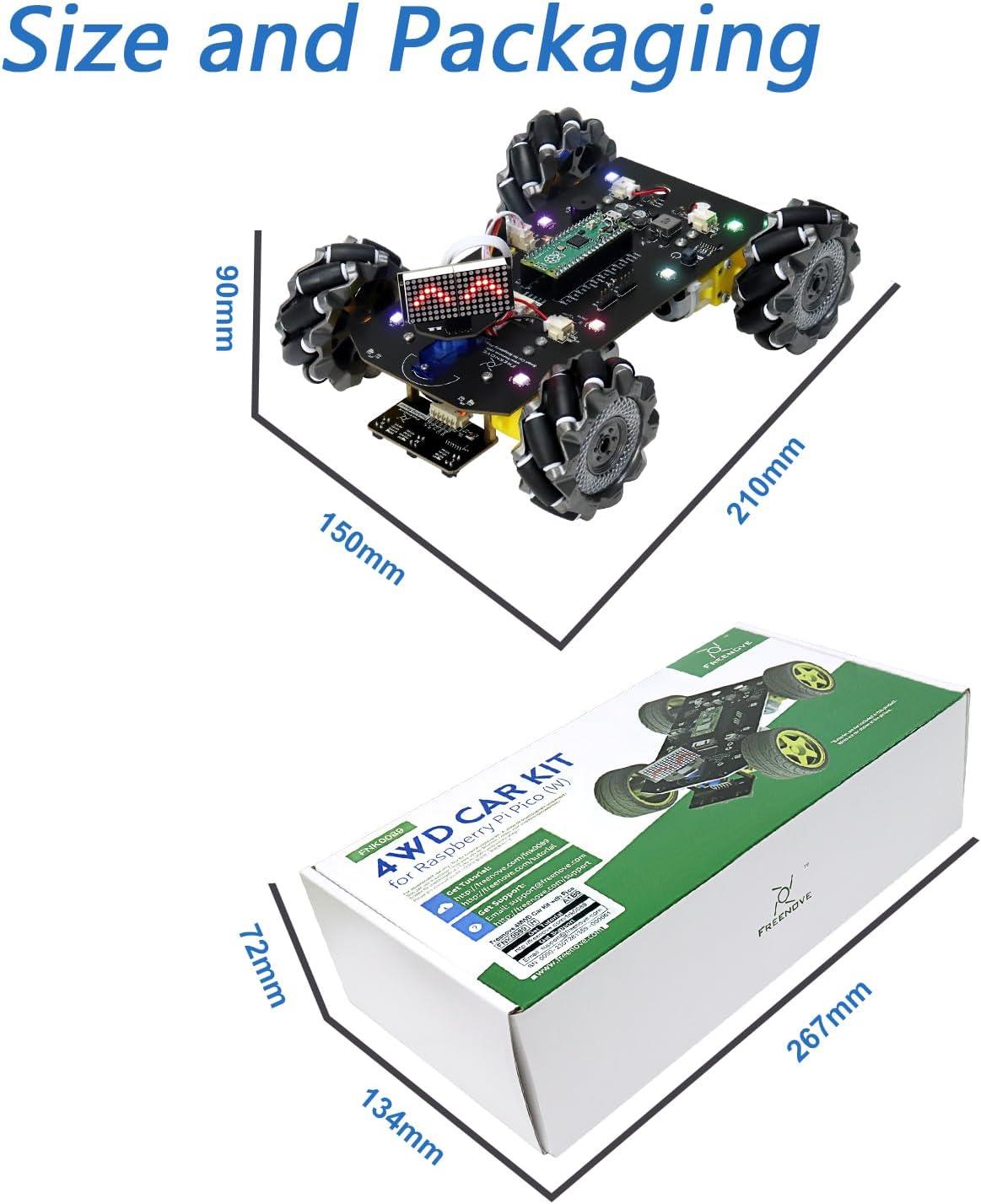 Freenove Mecanum 4WD Araba Kiti Raspberry Pi Pico Dahil