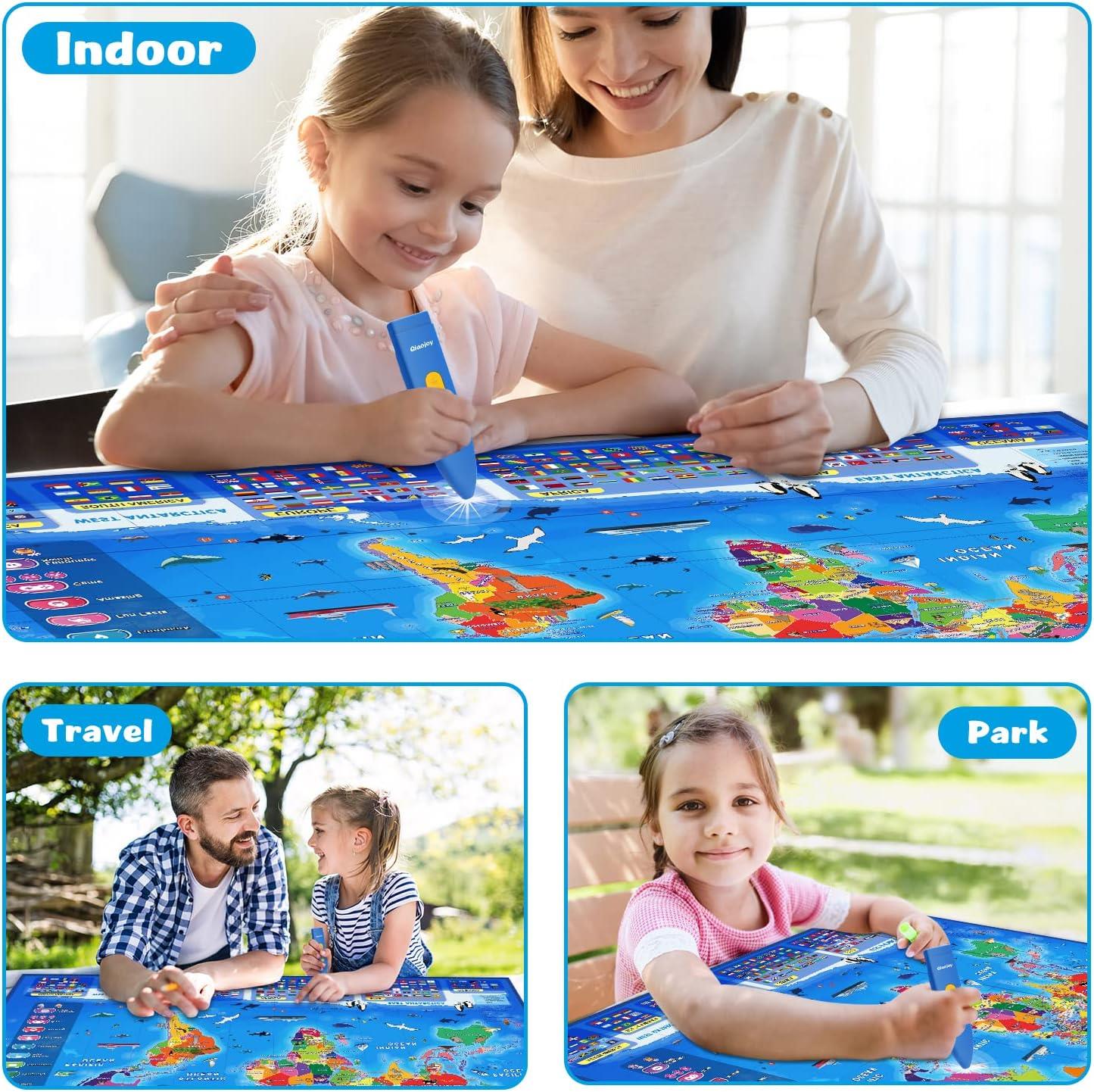 STEM 3 - 12 Yaş Çocuklar için İngilizce Konuşan Dünya Haritası