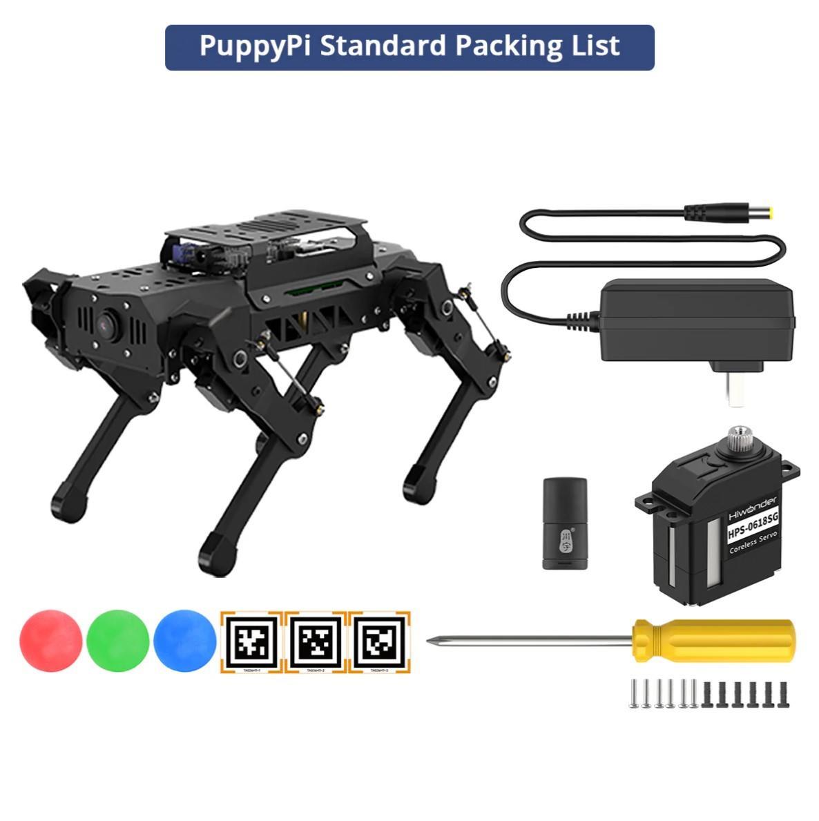 Hiwonder PuppyPi RPi ROS ile Güçlendirilmiş AI Görüş Dört Ayaklı Robot Açık Kaynak Robot Köpek (RPi 4B 4GB ile Standart Kit)