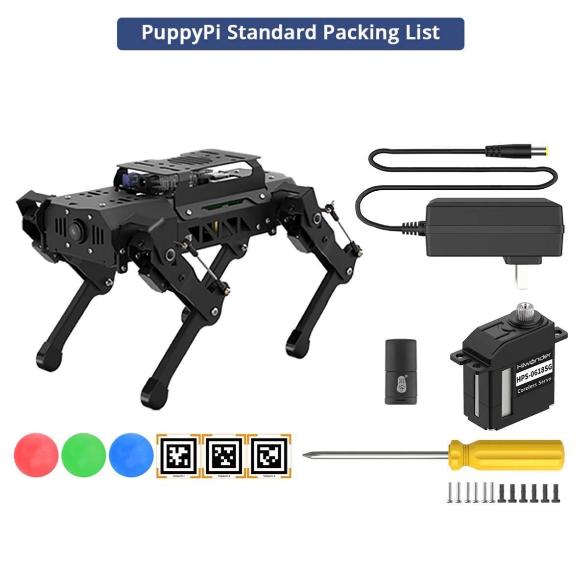 Hiwonder PuppyPi RPi ROS ile Güçlendirilmiş AI Görüş Dört Ayaklı Robot Açık Kaynak Robot Köpek (RPi 4B 4GB ile Standart Kit)
