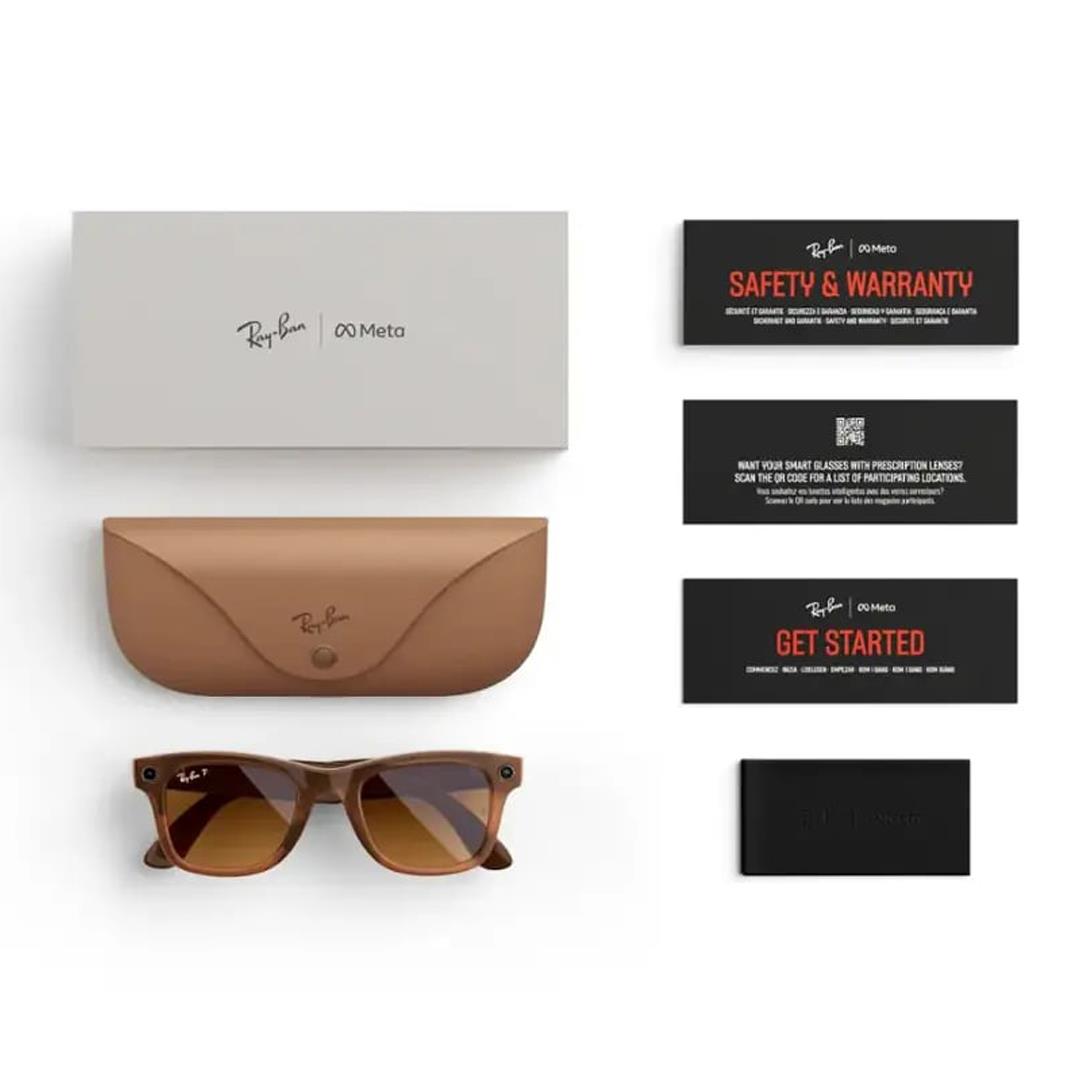 Ray-Ban Meta Wayfarer Kameralı Yapay Zekalı Akıllı Gözlük  Shiny Caramel Polarized Brown Lenses 52 Beden