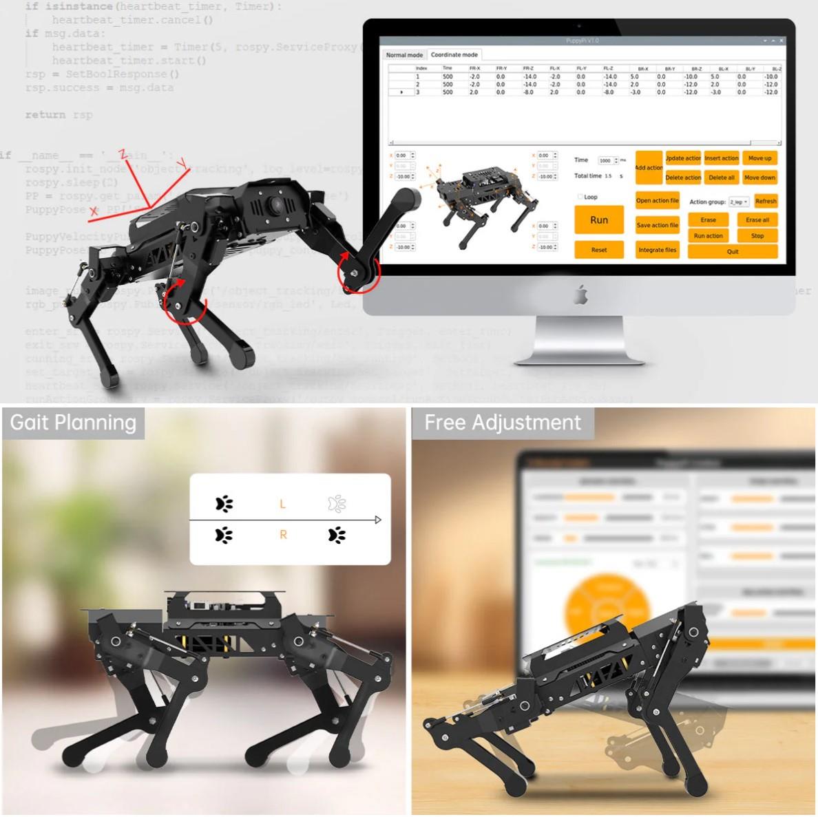 Hiwonder PuppyPi RPi ROS ile Güçlendirilmiş AI Görüş Dört Ayaklı Robot Açık Kaynak Robot Köpek (RPi 4B 4GB ile Standart Kit)