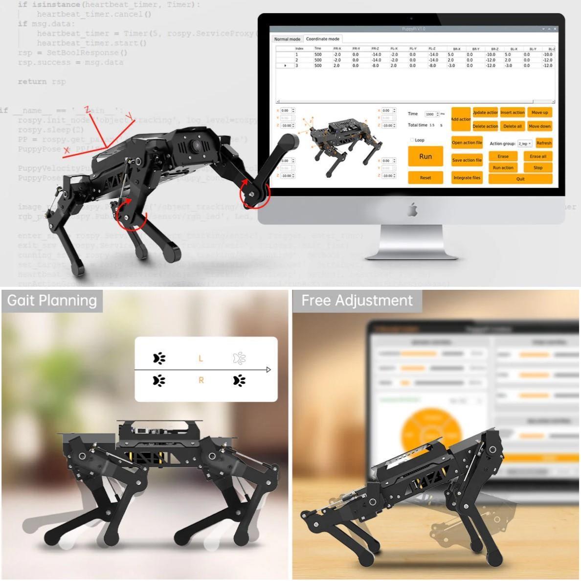 Hiwonder PuppyPi RPi ROS ile Güçlendirilmiş AI Görüş Dört Ayaklı Robot Açık Kaynak Robot Köpek (RPi 4B 4GB ile Standart Kit)