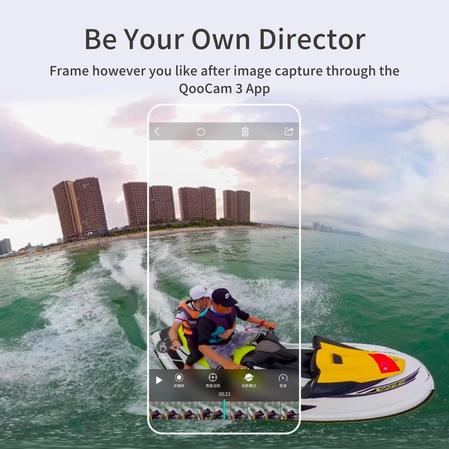 Kandao QooCam 3 5.7K Video 62MP Fotoğraf 360 Aksiyon Kamera Motosiklet Kiti