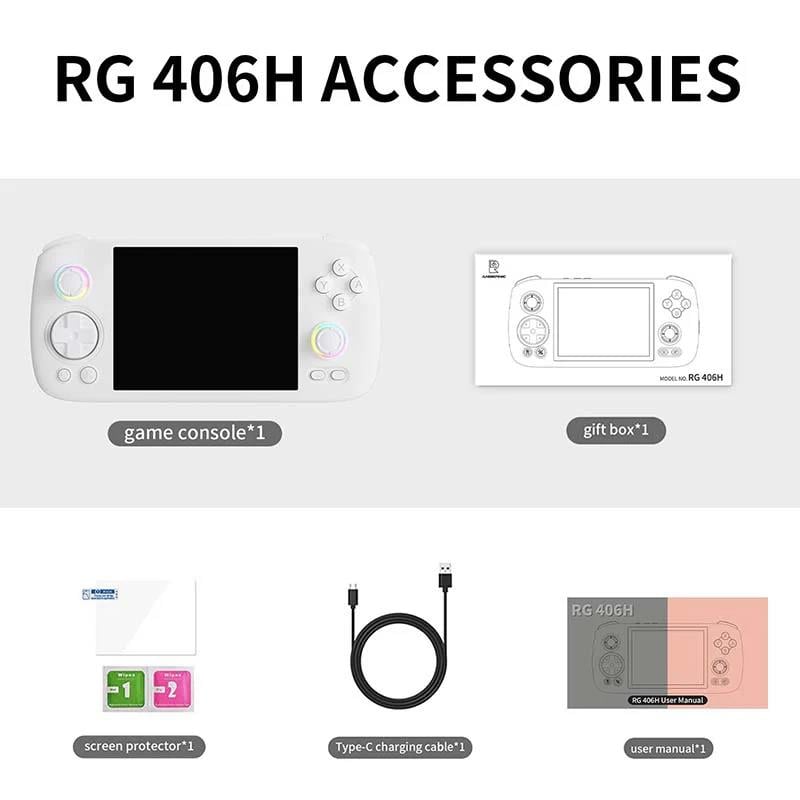 ANBERNIC RG 406H El Oyun Konsolu 4 Inç HD Ekran Bluetooth WIFI 8G + 128G Android 13