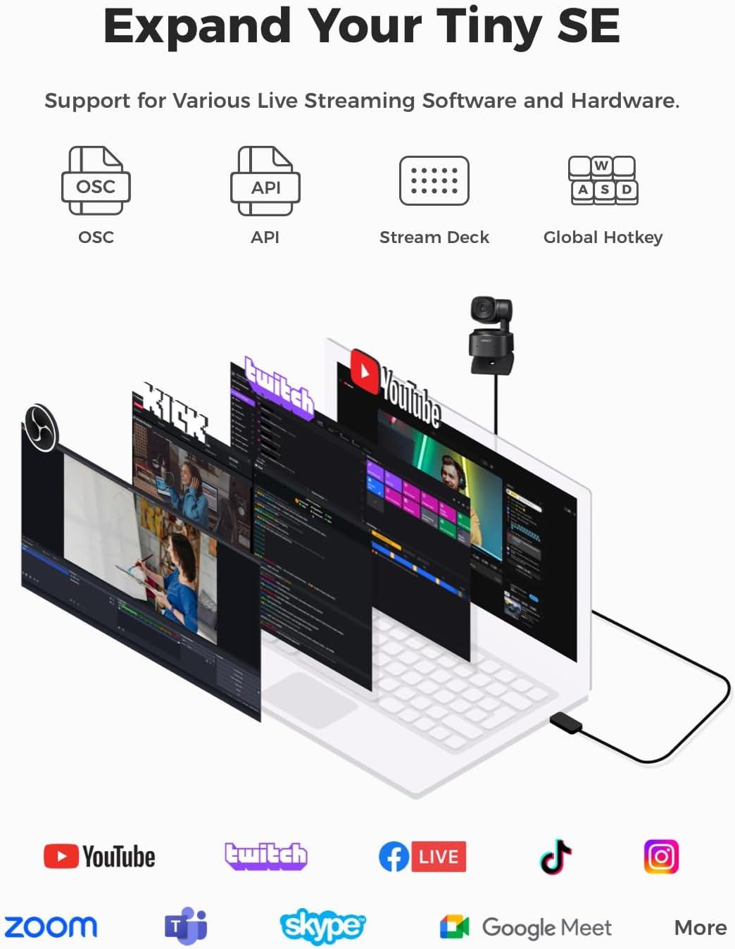 OBSBOT Tiny SE Ai Yapay Zeka Destekli Full HD PTZ Web Kamera