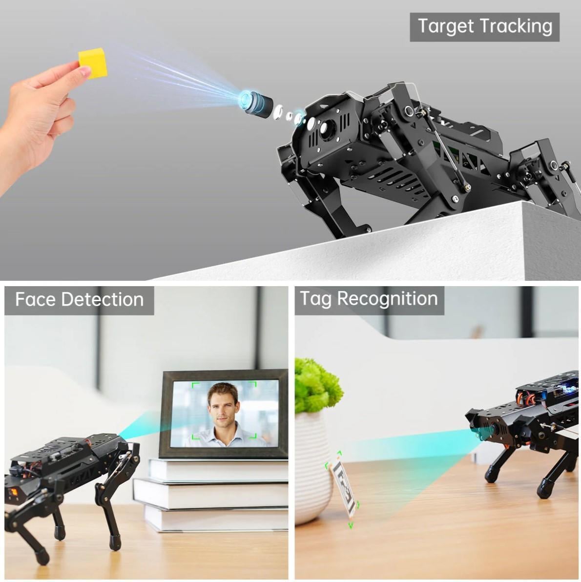 Hiwonder PuppyPi RPi ROS ile Güçlendirilmiş AI Görüş Dört Ayaklı Robot Açık Kaynak Robot Köpek (RPi 4B 4GB ile Standart Kit)