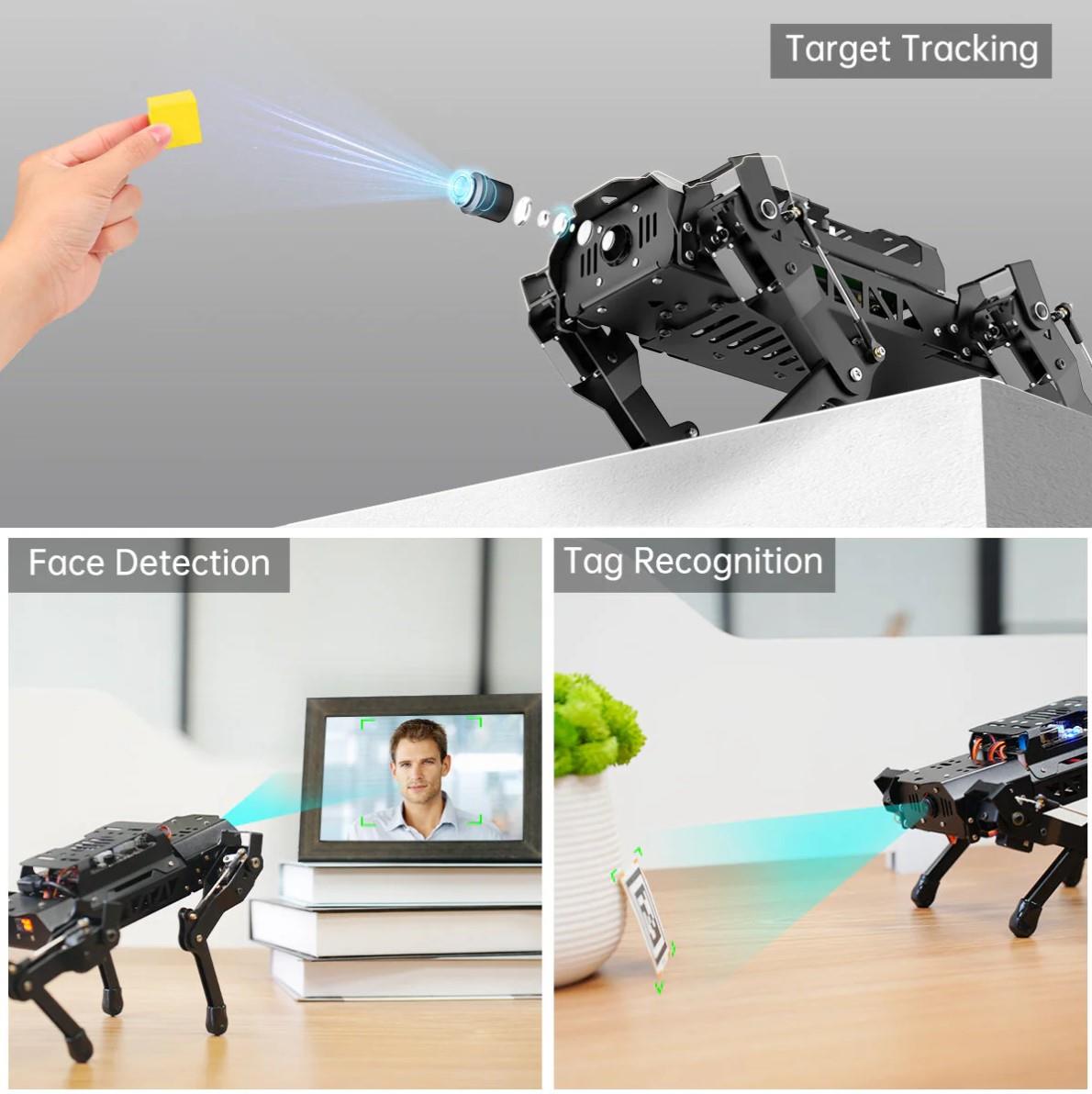 Hiwonder PuppyPi RPi ROS ile Güçlendirilmiş AI Görüş Dört Ayaklı Robot Açık Kaynak Robot Köpek (RPi 4B 4GB ile Standart Kit)