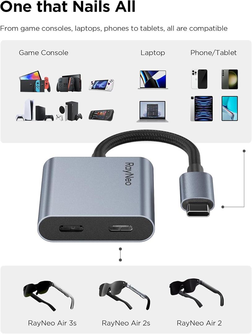 TCL RayNeo Air 3s Pro AR (XR) Gözlük Ve USB-C Bundle