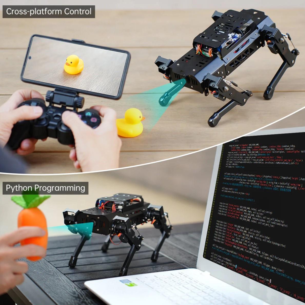 Hiwonder PuppyPi RPi ROS ile Güçlendirilmiş AI Görüş Dört Ayaklı Robot Açık Kaynak Robot Köpek (RPi 4B 4GB ile Standart Kit)