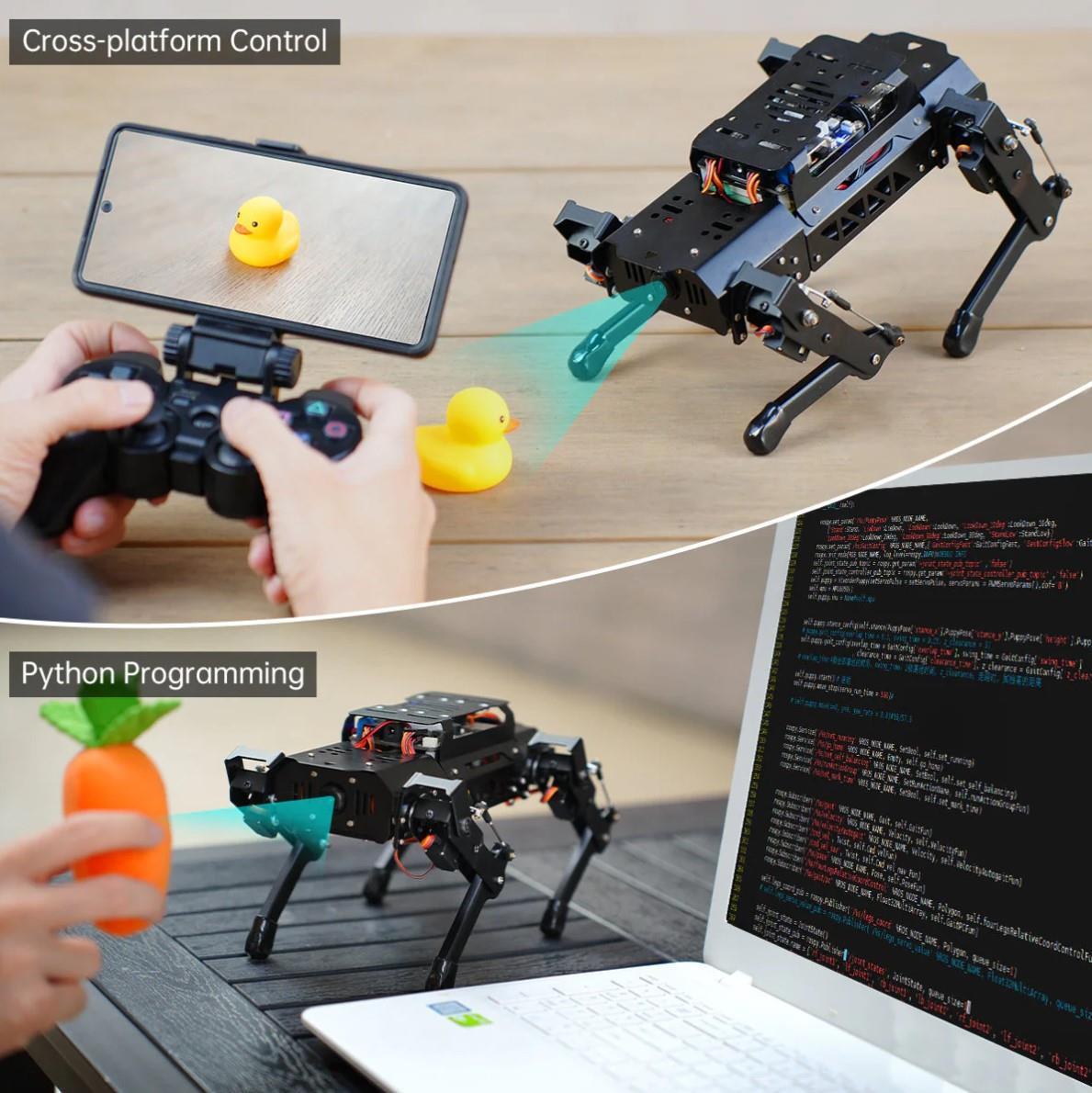 Hiwonder PuppyPi RPi ROS ile Güçlendirilmiş AI Görüş Dört Ayaklı Robot Açık Kaynak Robot Köpek (RPi 4B 4GB ile Standart Kit)