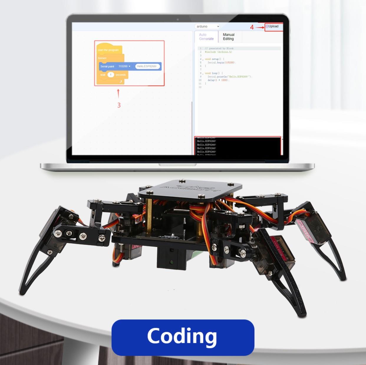 Acebott ESP8266 Arduino Dört Ayaklı Biyonik Örümcek Robot Kiti