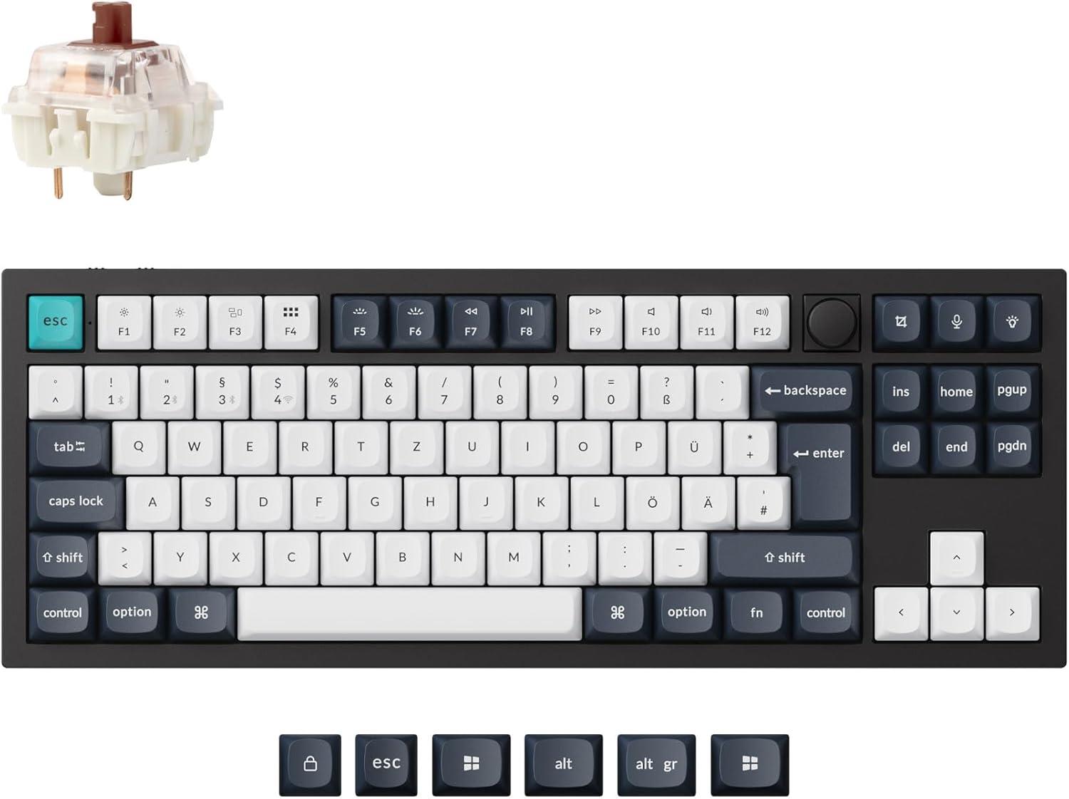 Keychron Q3 Max QMK-VIA Kablosuz Özel Mekanik Klavye Kahverengi Switch