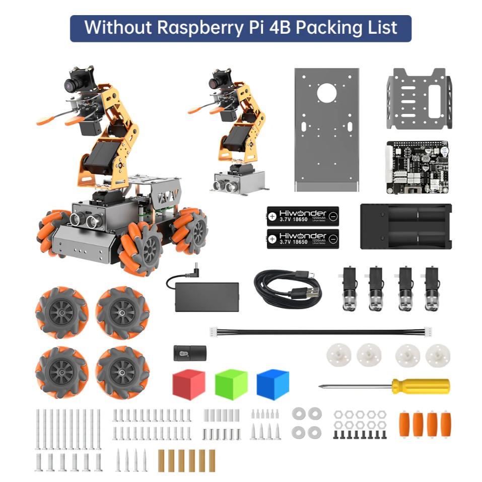 Hiwonder MasterPi AI Görüş Robot Kolu Mecanum Tekerlekli Araba Açık Kaynaklı - RPi 4B Dahil Değil