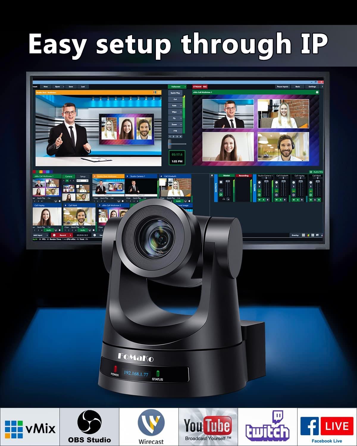 FoMaKo PTZ Kamera HDMI PoE 20x Optik Zoom 3G-SDI IP USB Canlı Yayın FMK20SDI