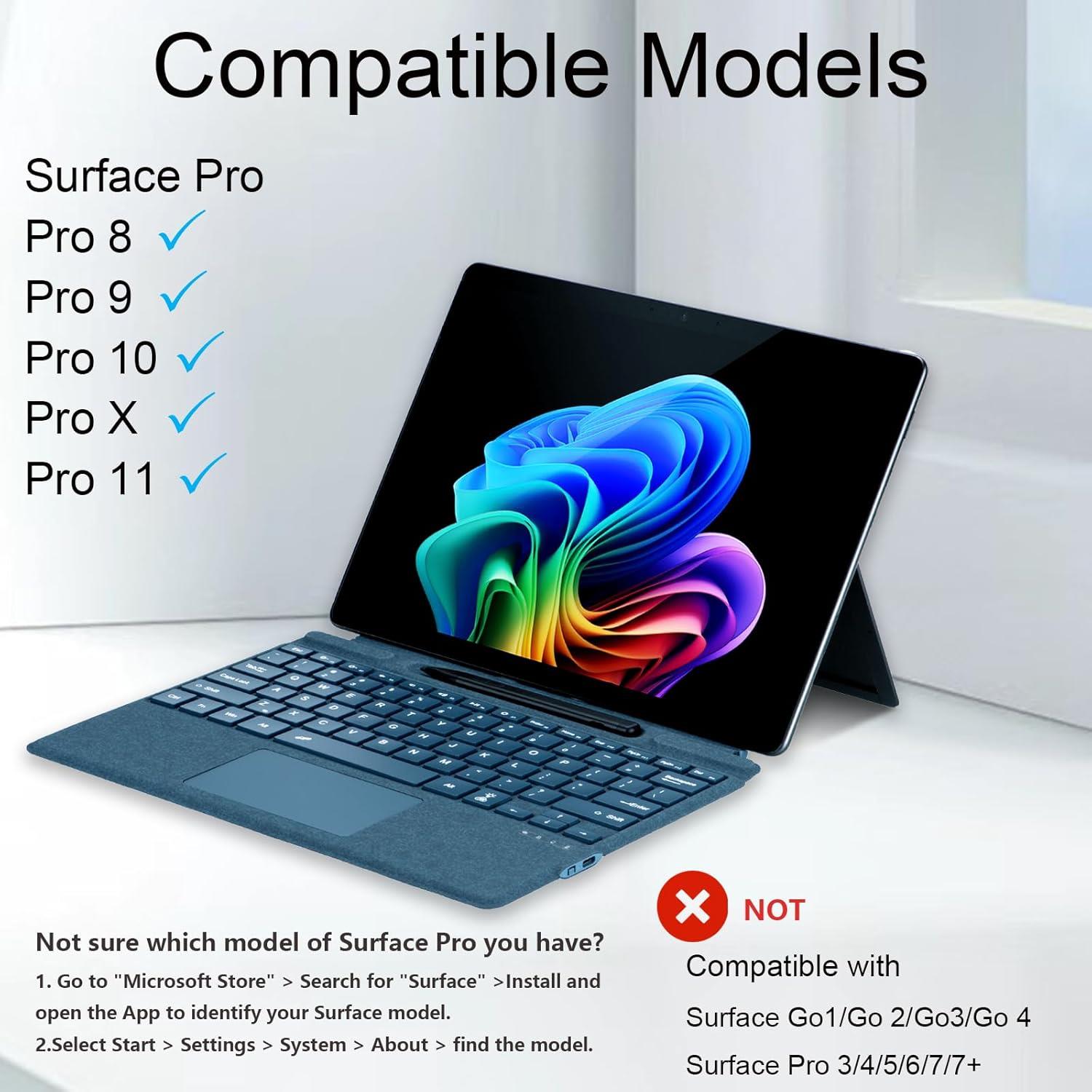 Microsoft Surface Pro 11 10 9 8 X İçin Slim Pen Yuvalı Zoof Signature Klavye Mavi