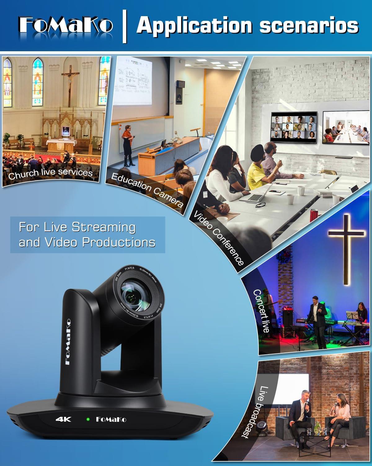 FoMaKo 4K 20x Optik Zoom Ai Takip PTZ Kamera K20UH