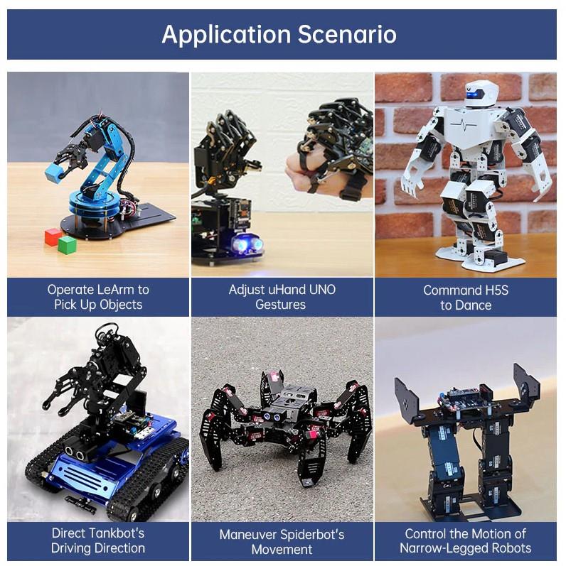 Hiwonder Robot Kontrolü için Açık Kaynak Somatosensoriyel Mekanik Kablosuz Eldiven