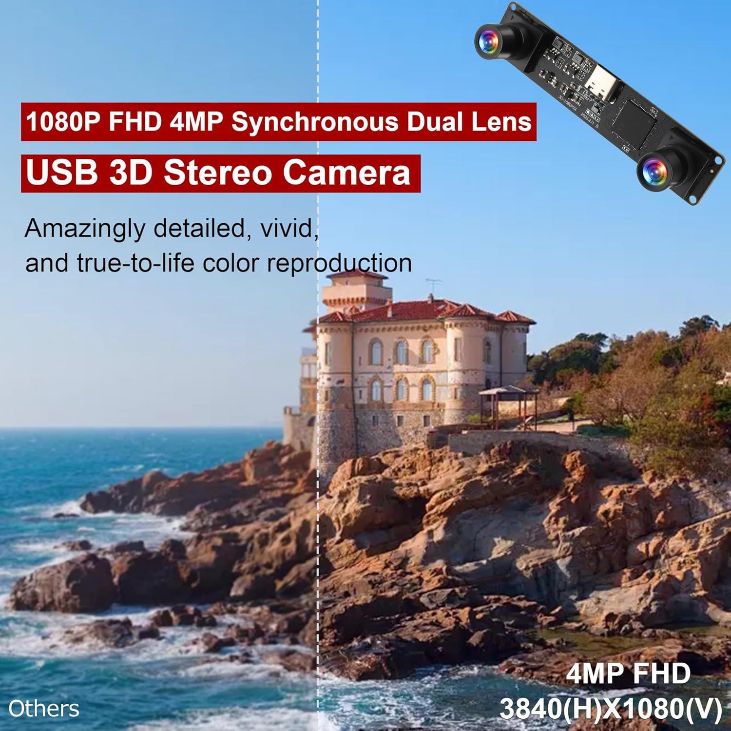 MMlove 3840x1080P 60FPS Geniş Açı 3D Stereo Kamera Modülü