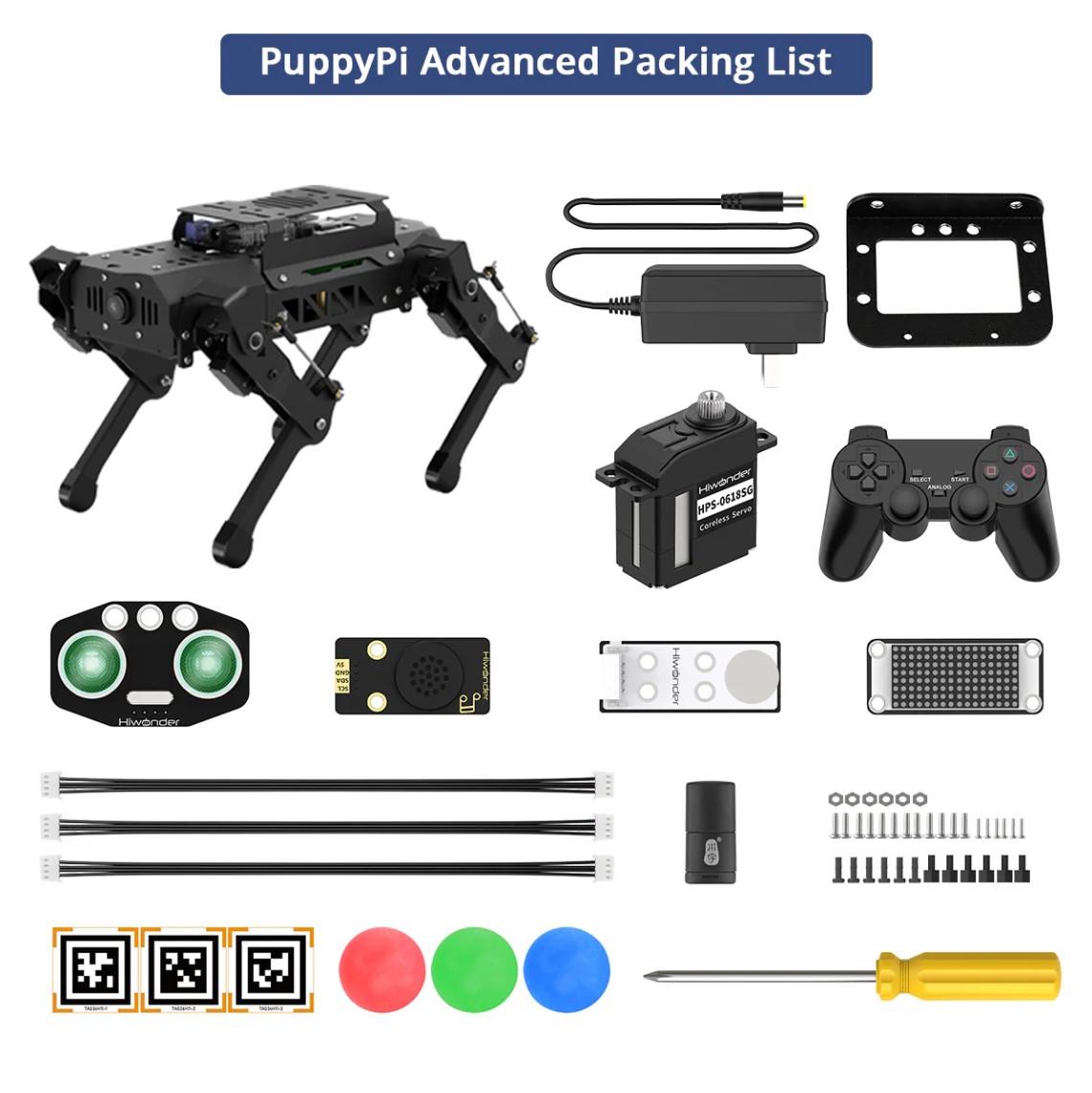 Hiwonder PuppyPi RPi ROS AI Görüş Dört Ayaklı Açık Kaynak Robot Köpek (RPi 5 4GB Advanced Kit)