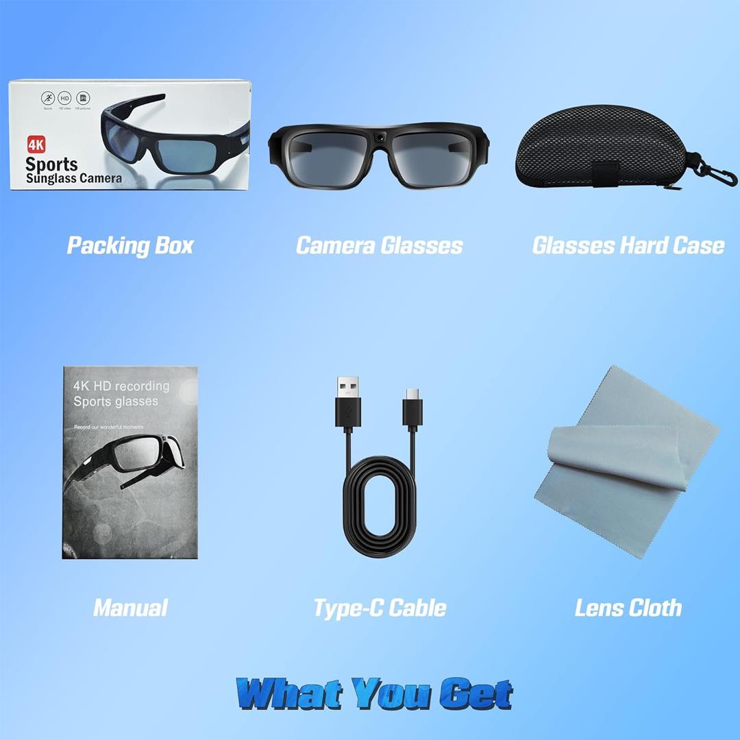 Generic 4K Kameralı UV400 Korumalı Gözlük