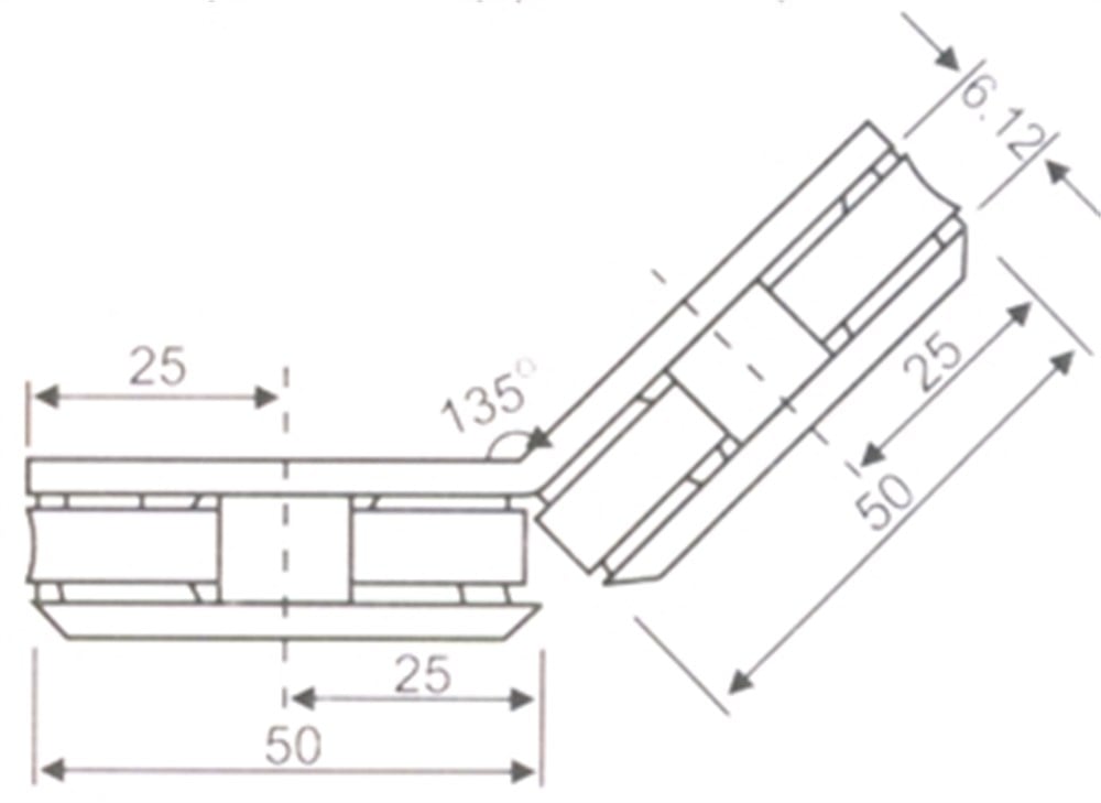 SGC-006 BR Cam Bağlantı Elemanı Cam-Cama 135 derece