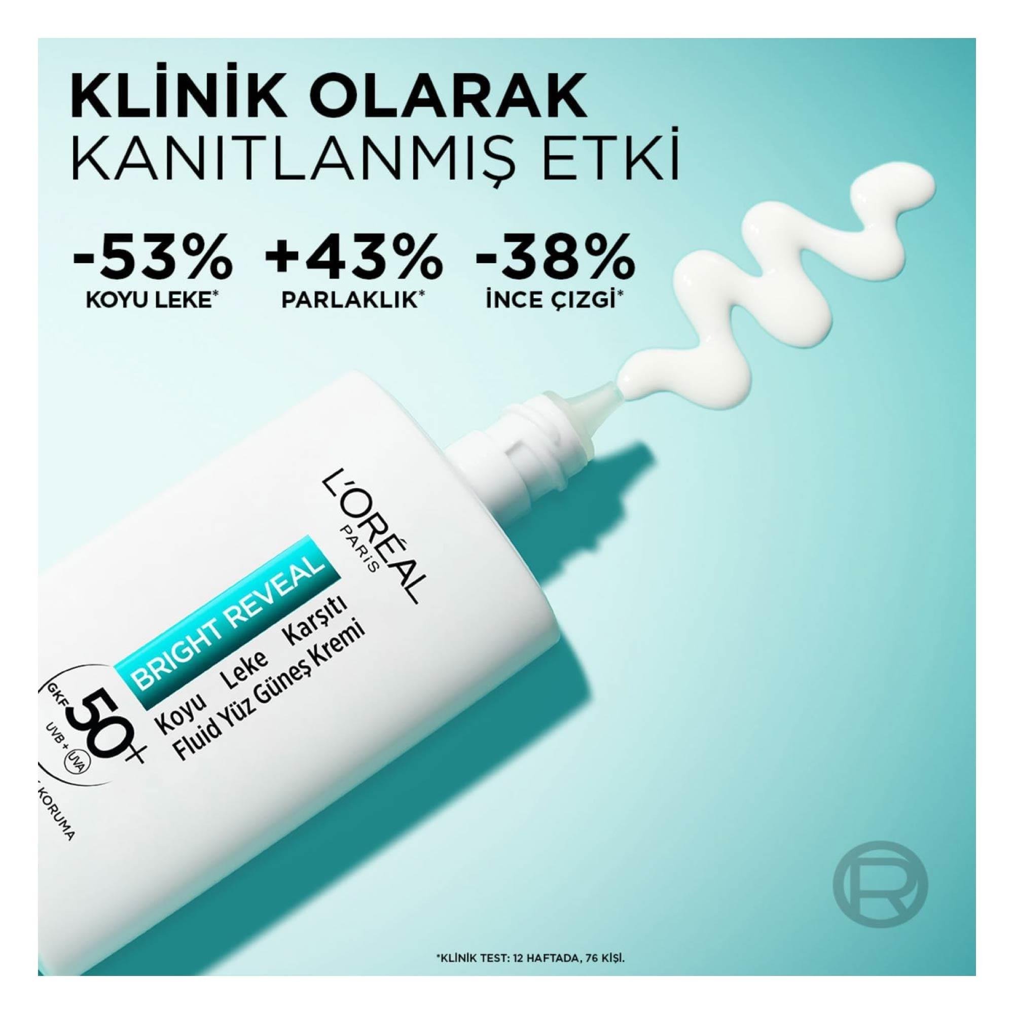 Loreal Paris Bright Reveal Yüz Güneş Kremi Koyu Leke Karşıtı Fluid Spf +50 50 ml
