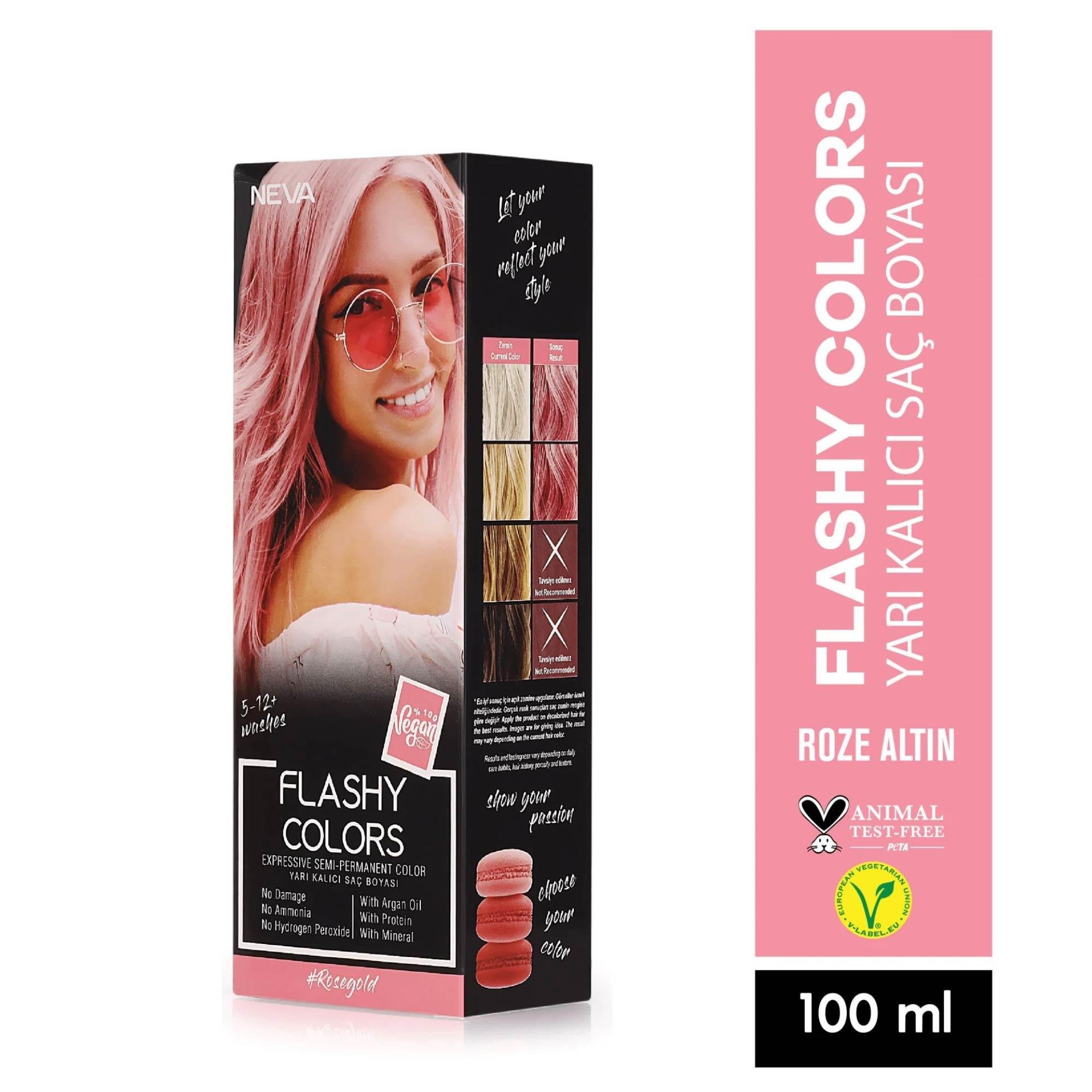 Neva Flashy Colors Yarı Kalıcı Saç Boyası Roze Altın 100 ml