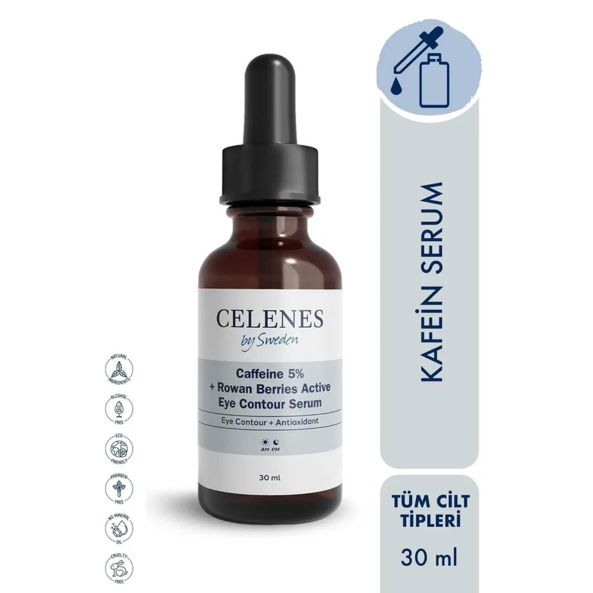 Celenes Caffeine 5% Rowan Berries Aktifli Tüm Cilt Tipleri İçin Göz Çevresi Serumu 30 ml