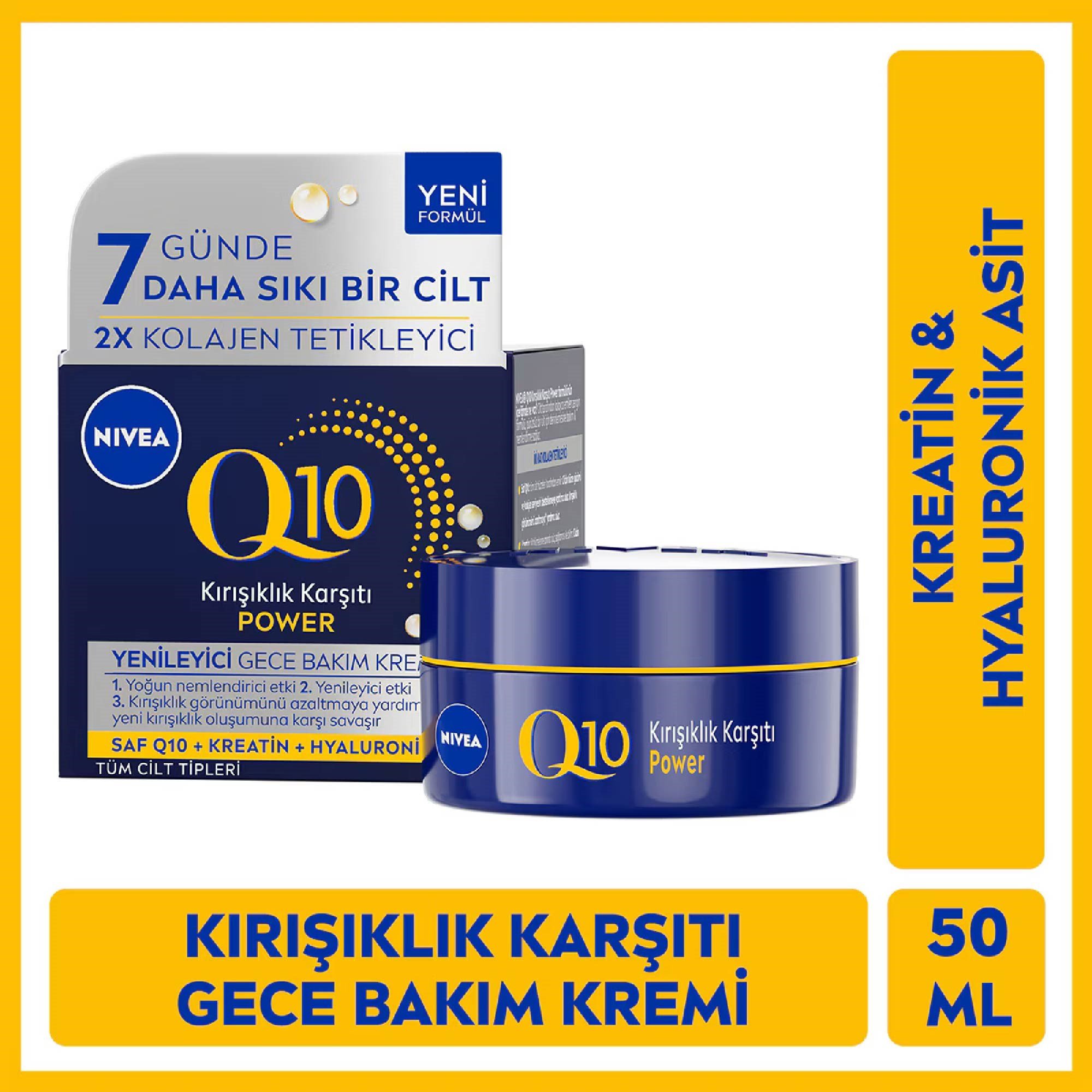 Nivea Q10 Cilt Sıkılaştırıcı Kırışıklık Karşıtı Yüz Gece Kremi 50 ml